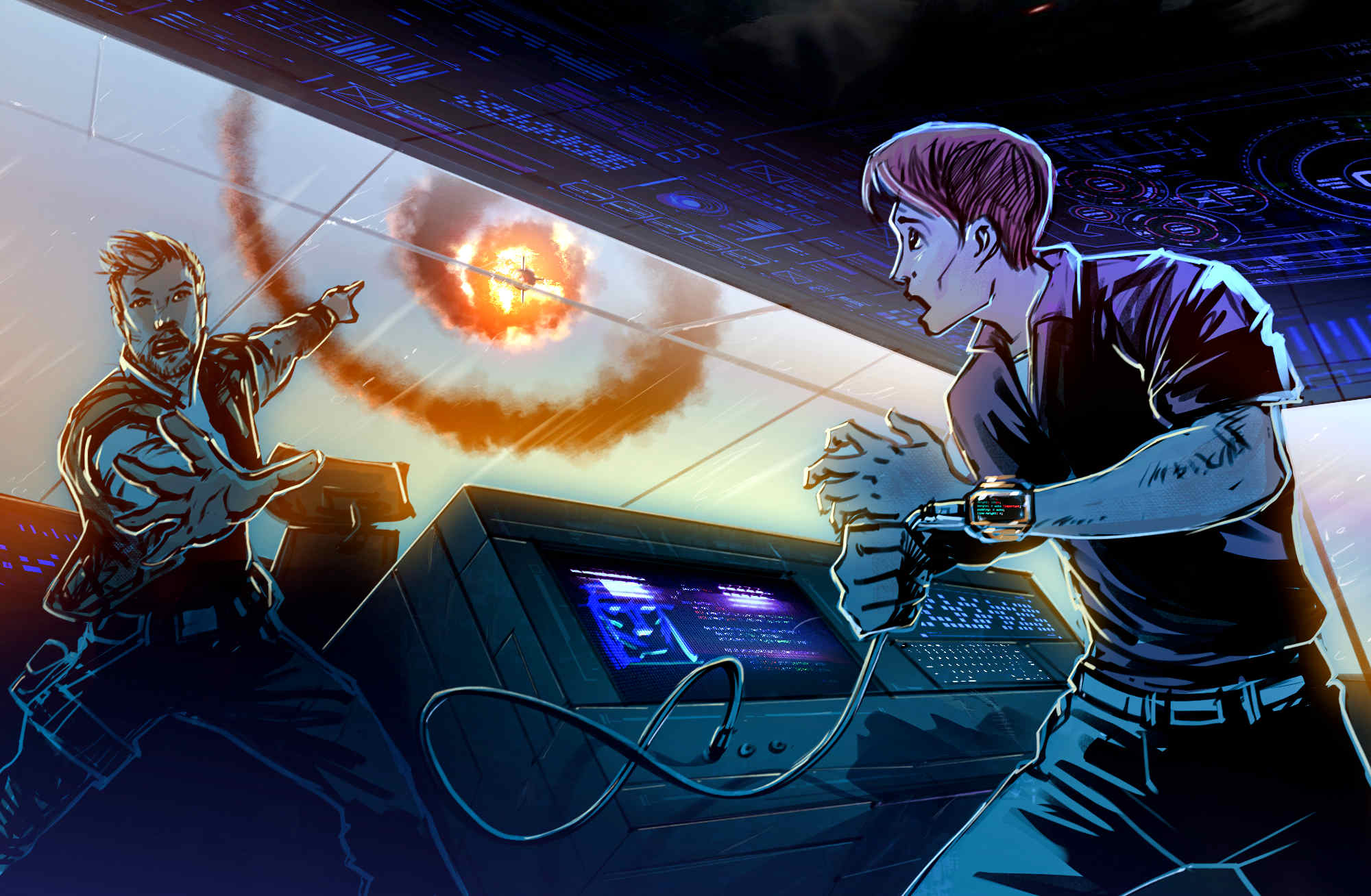 John Storm and Dan Hawk fend off a missile attack by the CIA