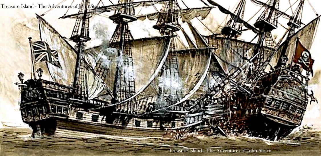 Ramming the Adventure with his sloop, Jane, Lieutenant Robert Maynard