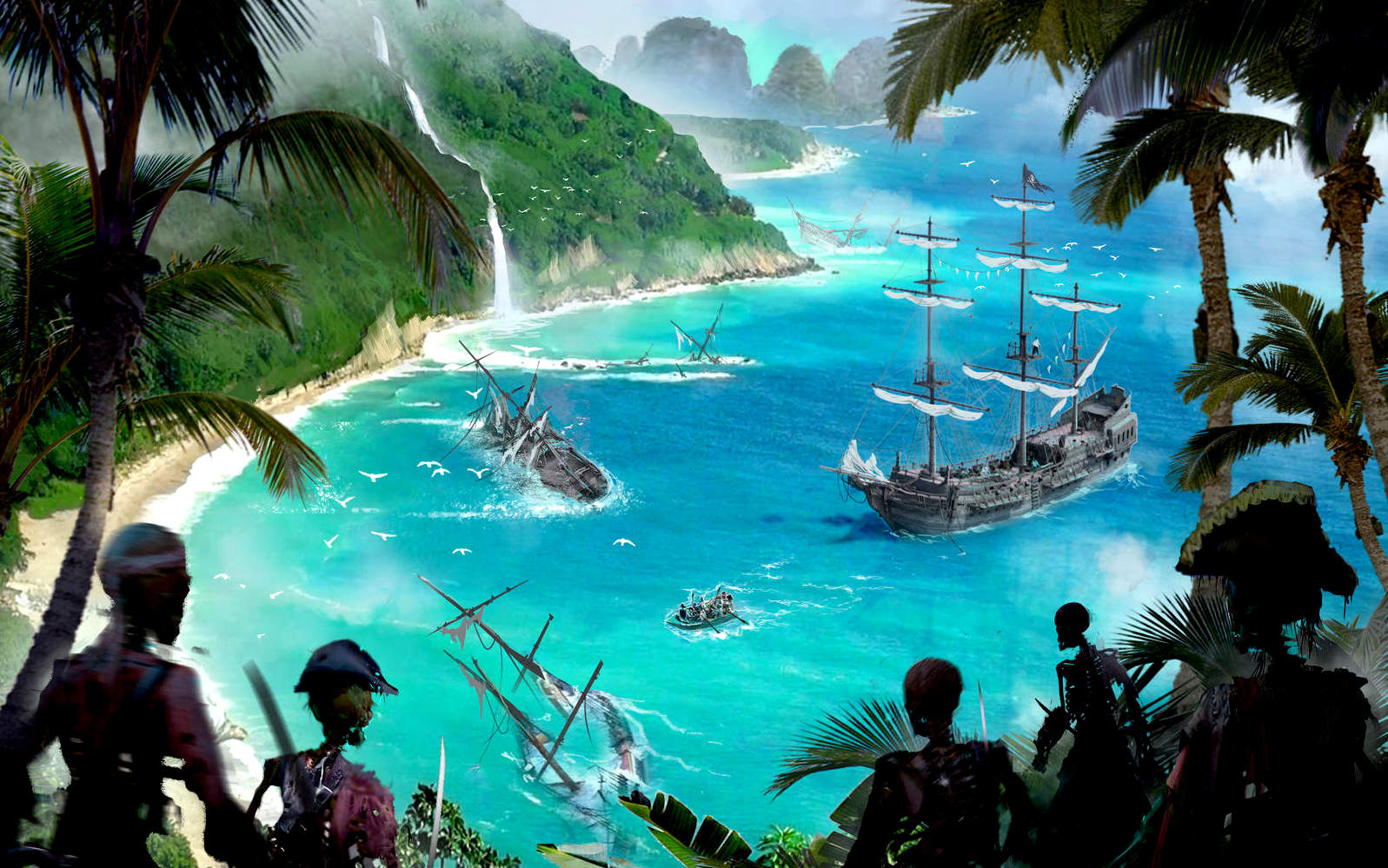 Skeletons of pirates on Treasure Island